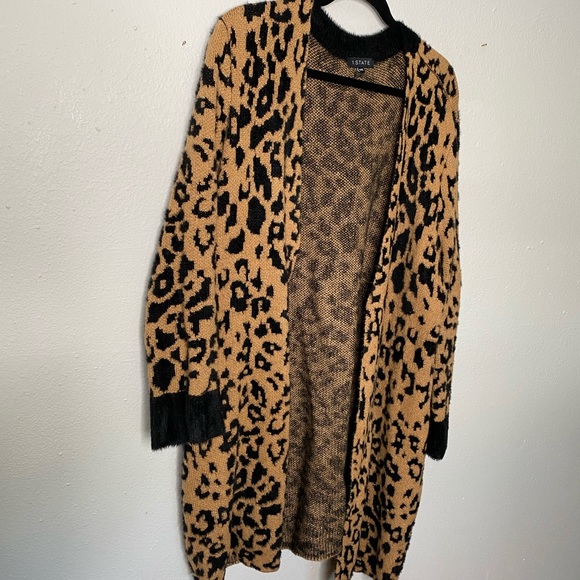 1. State Leopard Print Longline Cardigan 2X - Picture 2 of 4